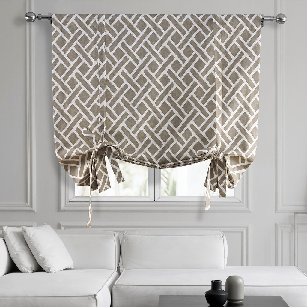 Exclusive Fabrics Martinique Printed Cotton Room Darkening Tie-Up Window Shades - 46 X 63