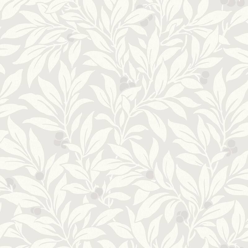 Brewster Fasciata Silver Mulberry Leaf Wallpaper - 20.5in x 396in x 0.025in