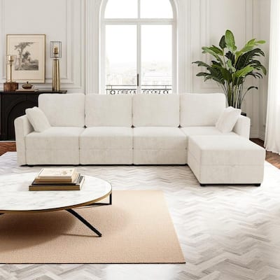 L-Shaped 4-Seater Sectional Sofa with Storage Ottoman