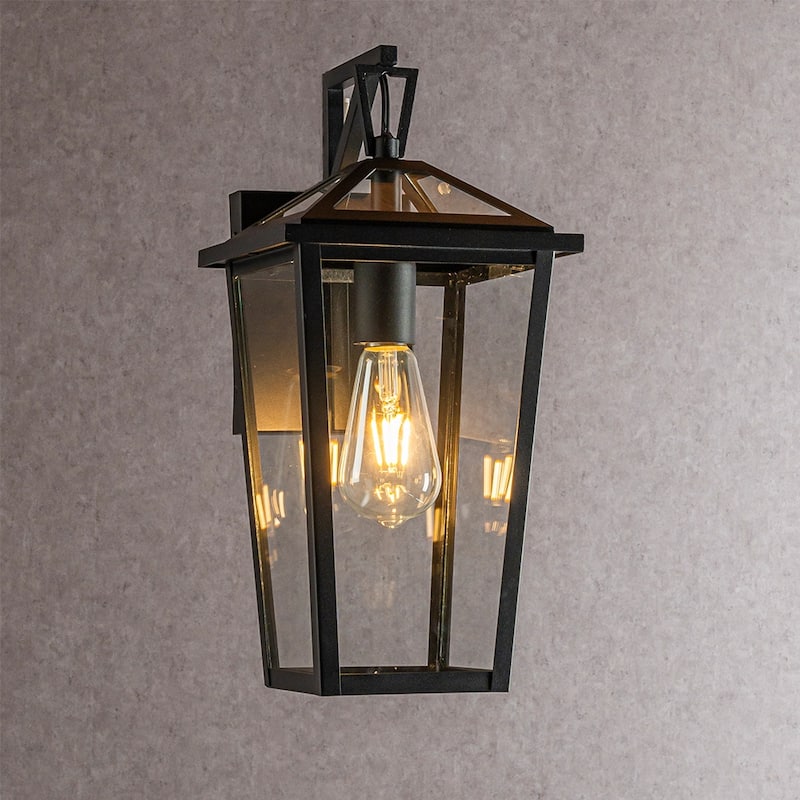 CraftHome Modern Matte Black Outdoor Wall Lantern with Clear Glass Open Bottom Design Exterior Light Fixture for Entryway - W6''