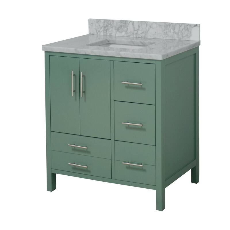 KitchenBathCollection California 36" Bathroom Vanity with Carrara Marble Top