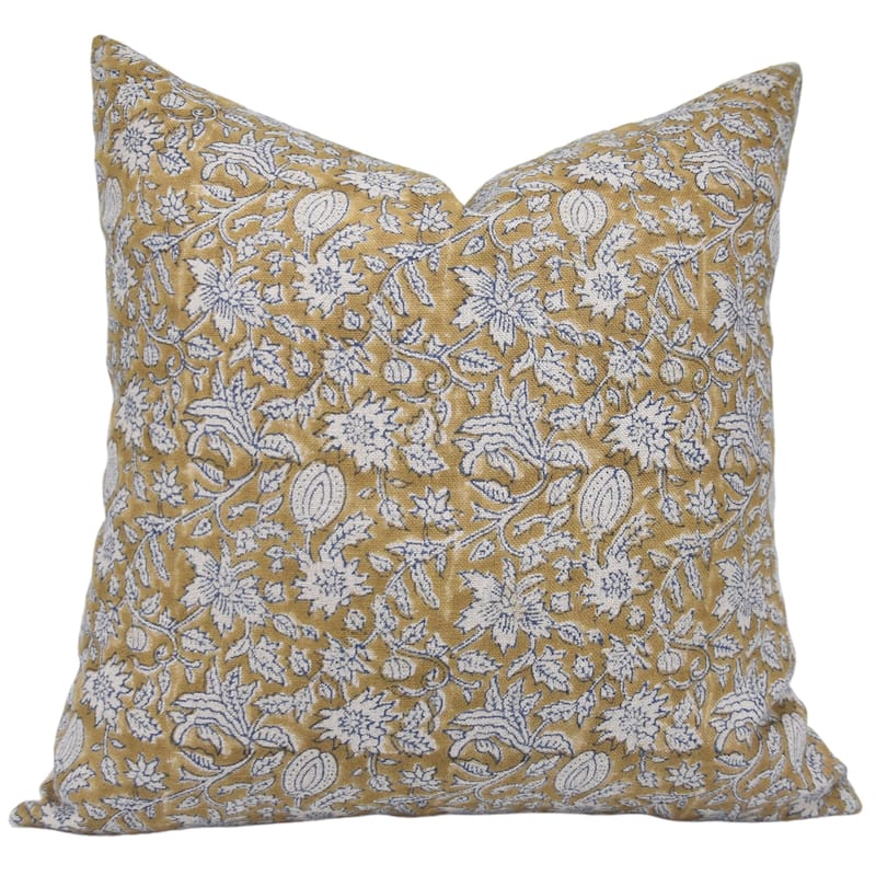 Linen Decorative Block print pillow Cover - Manikarnika - Pillow Covers - 14" x 14"