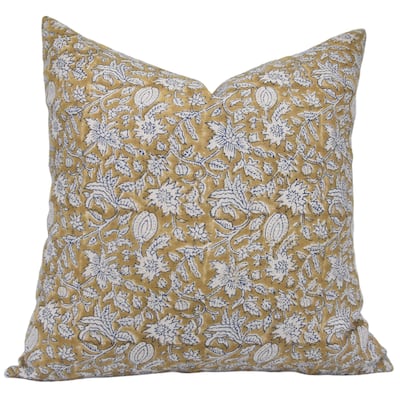 Linen Decorative Block print pillow Cover - Manikarnika