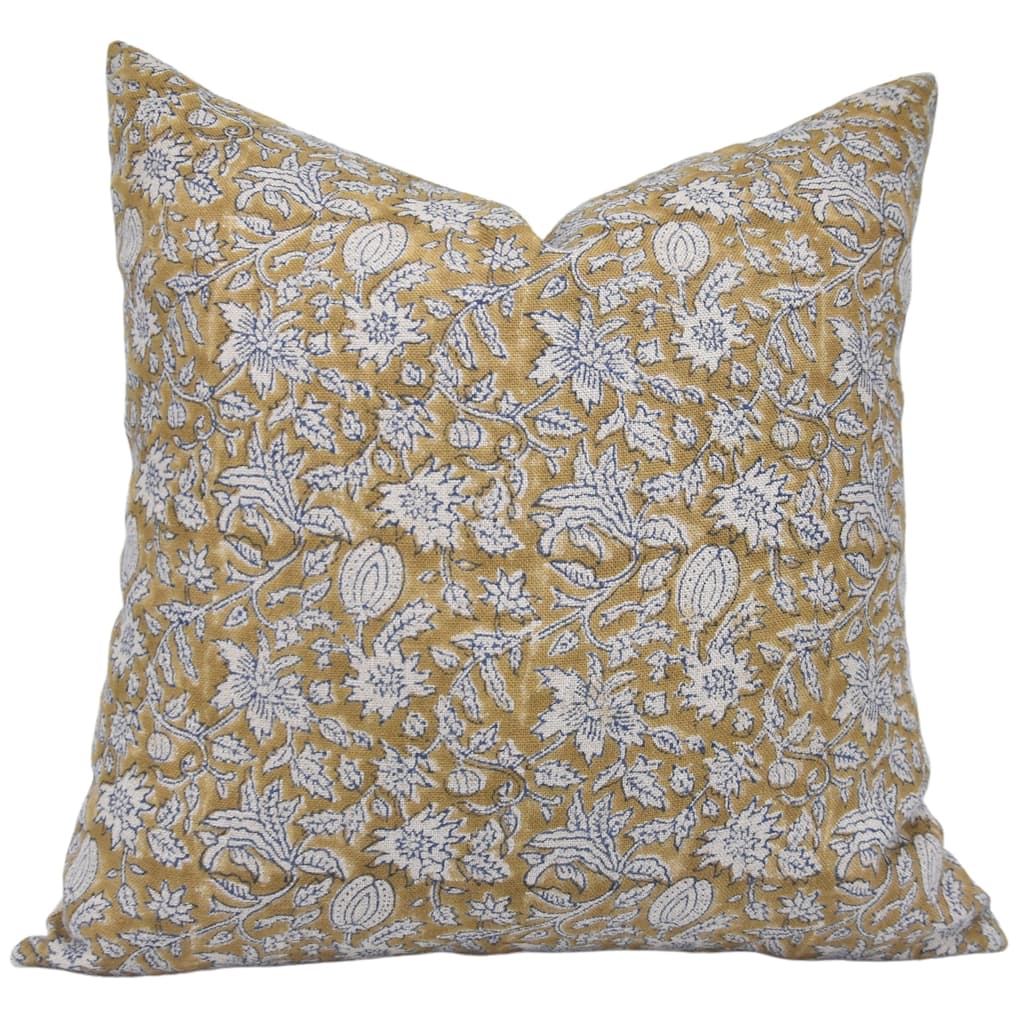 Linen Decorative Block print pillow Cover - Manikarnika