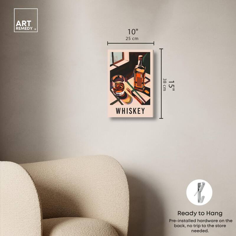 Whiskey Poster Canvas by Art Remedy, Gallery Wrapped