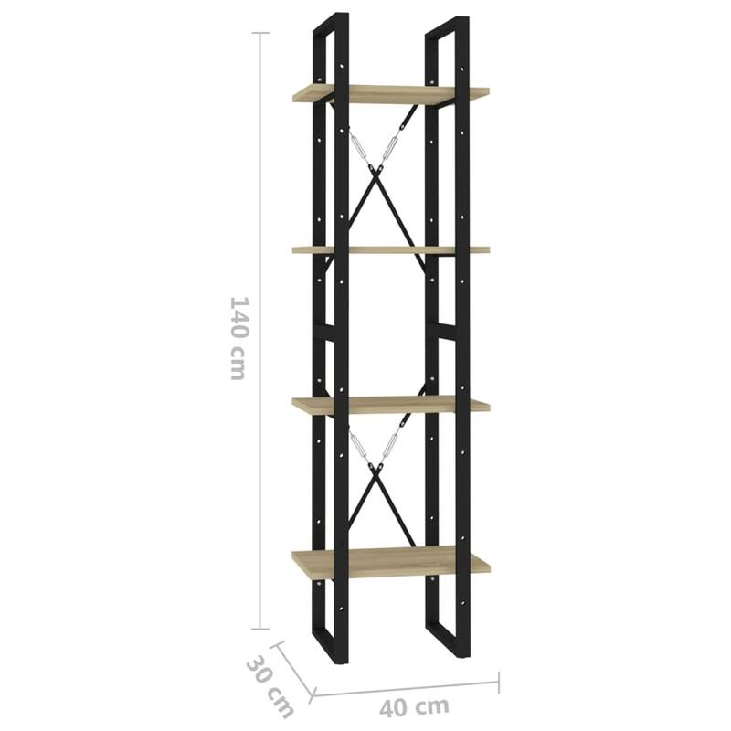 vidaXL 4-Tier Book Cabinet Sonoma Oak 15.7"x11.8"x55.1" Chipboard - 15.7" x 11.8" x 55.1" - 15.7" x 11.8" x 55.1"