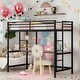 preview thumbnail 2 of 12, Modern Style Twin Metal Loft Bed with Desk, Shelve, 4-step Ladder and Guardrail, Creative Structure & Good Stability, Espresso