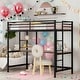 preview thumbnail 16 of 26, Twin Metal Loft Bed with Desk, Shelve, Ladder and Guardrail, White
