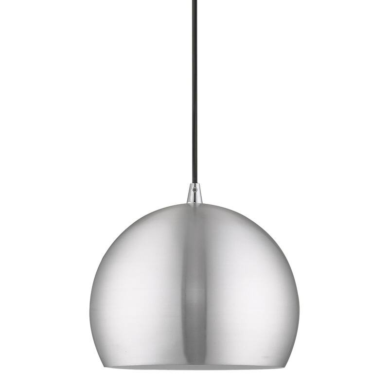 Livex Lighting 1-Light Mini Pendant, 41181 - 10" DIA X 14" - 75" ADJ. H - Brushed Aluminum
