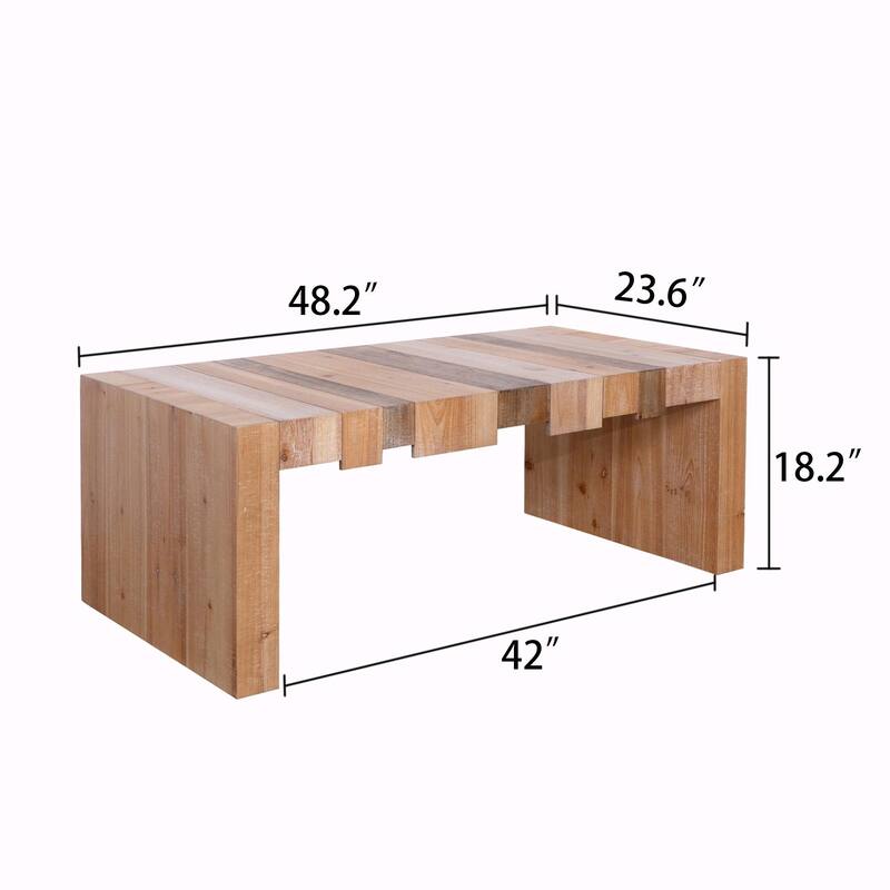 Industrial Style Coffee Table - 48" Rectangular with Wood Grain