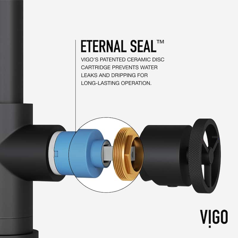 VIGO Cass Industrial 14" H Single Handle Kitchen Bar Faucet