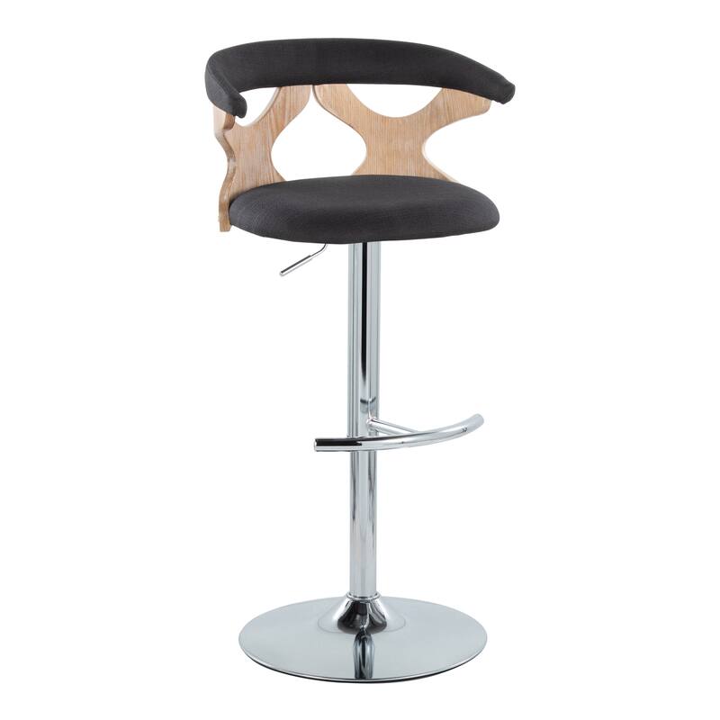 Carson Carrington Viby Adjustable Bar Stool with Rounded T Footrest (Set of 2) - Charcoal Fabric/White Washed/Chrome