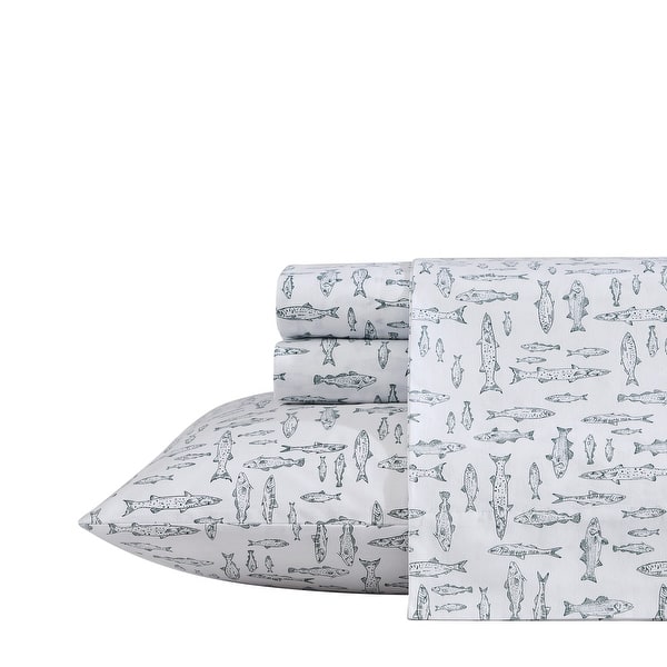 Eddie Bauer Crisp & Breathable Cotton Percale Deep Pocket Sheet Set - Queen - Albright Hill Green
