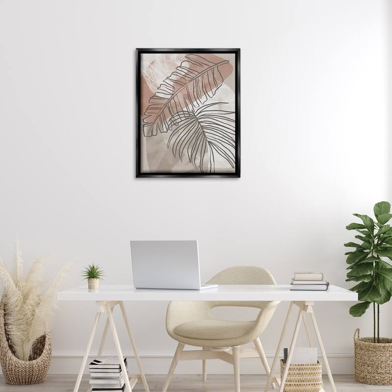 Stupell Tropical Earth Tone Leaves Framed Floater Canvas Wall Art Design By Cat Thurman Designs