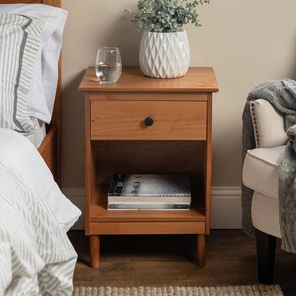 Taylor Olive Bullrushes 1 Drawer Solid Wood Nightstand On Sale Overstock 22536981 White