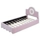 preview thumbnail 19 of 24, Twin/Full Size Upholstered Platform Bed with LED Headboard, Cute Kids Bed Frame Pink Floor Bed