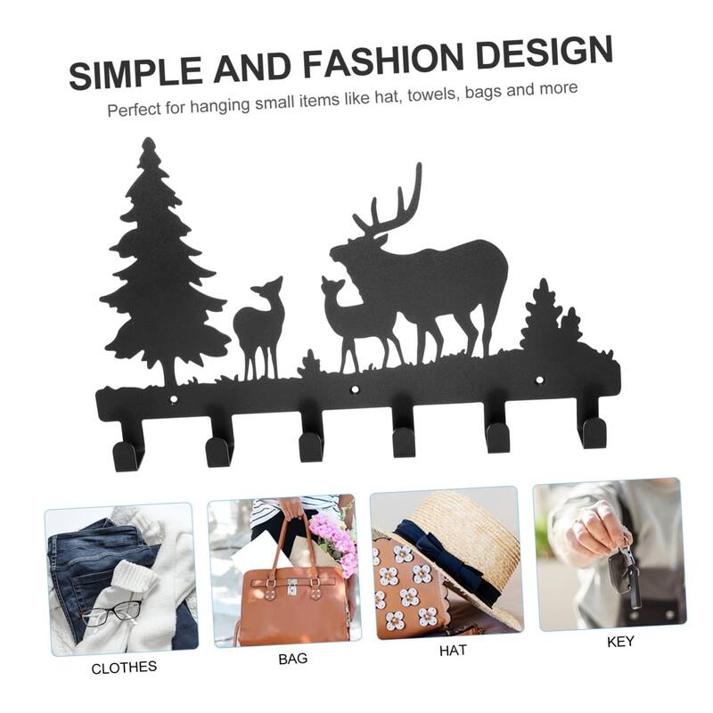 Wall-Mounted Metal Coat Hooks Moon Cloud Deer Decorative Rack - 15.7" x 9.1"
