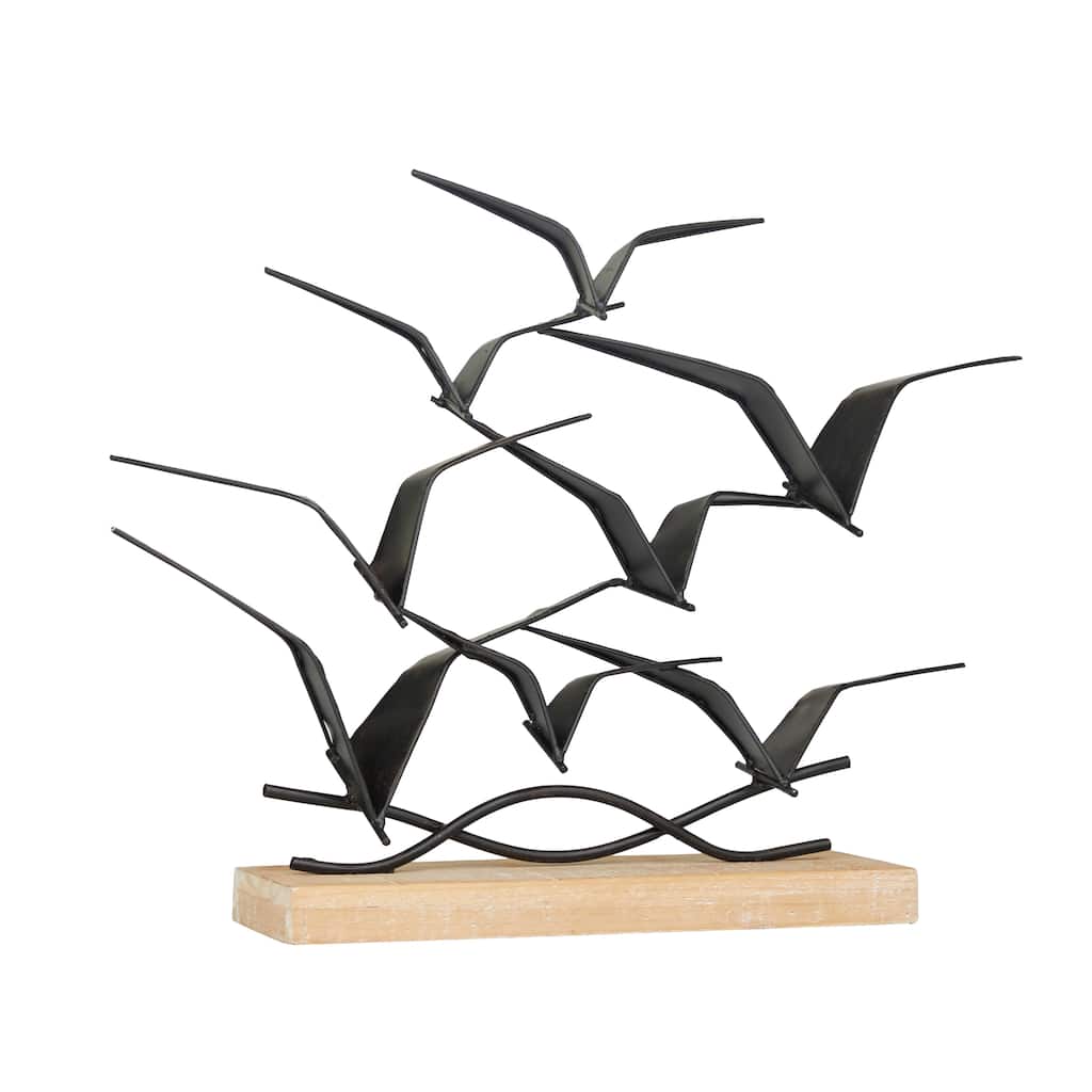 Metal Bird Sculpture - Black - Roche River Decor - 4"W x 19"L x 14"H