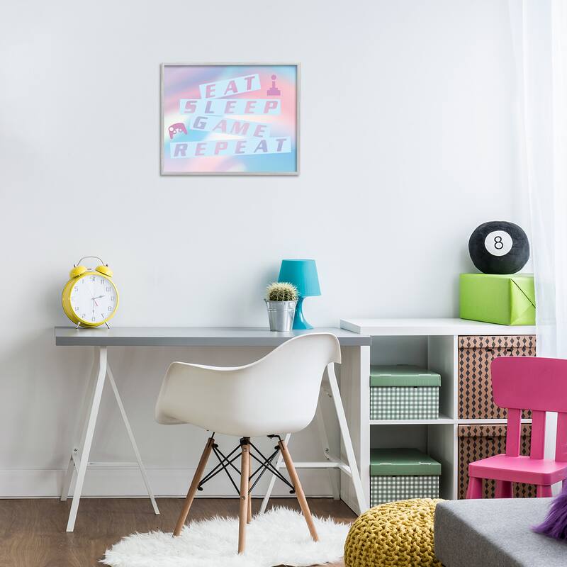 Stupell Pastel Eat Sleep Game Framed Giclee Art Design By Yass Naffas Designs