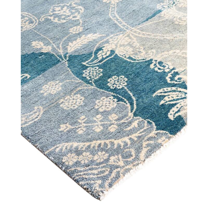 Ikat One-of-a-Kind Hand-Knotted Area Rug, Blue - 8' 4" x 10' 2"