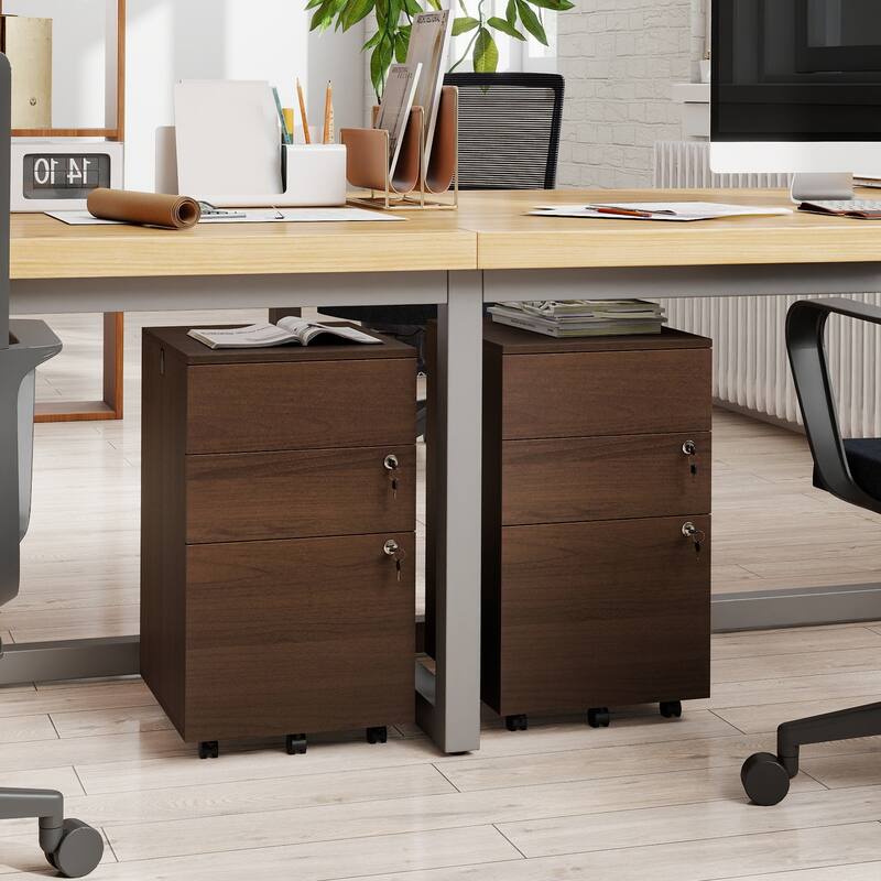 Gymax 3-Drawer File Cabinet Rolling File Organizer w/ Lock & 4 Keys