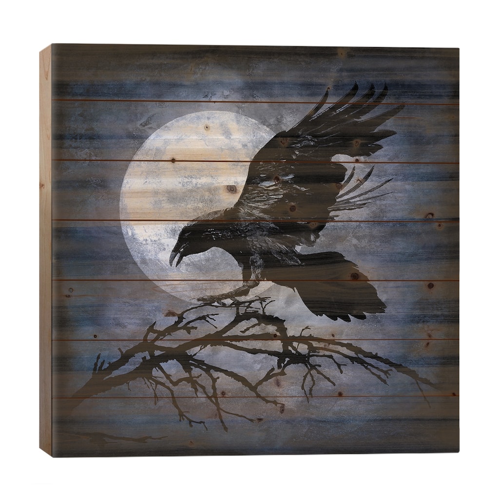 Crow Print On Wood by Martin Wagner - Multi-Color
