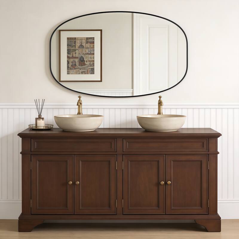 30x40 in Metal Framed Oval Vanity Bathrrom Mirror for Wall