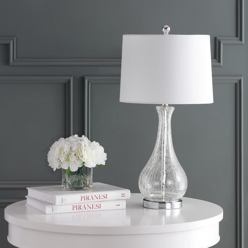 SAFAVIEH Lighting Finnley 28-inch Crackle Glass LED Table Lamp. - 14" W x 14" D x 28" H