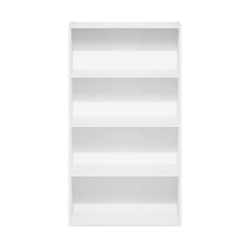 4 Tier Open Shelf Bookcase - White Storage Organizer for Living Room Bedroom