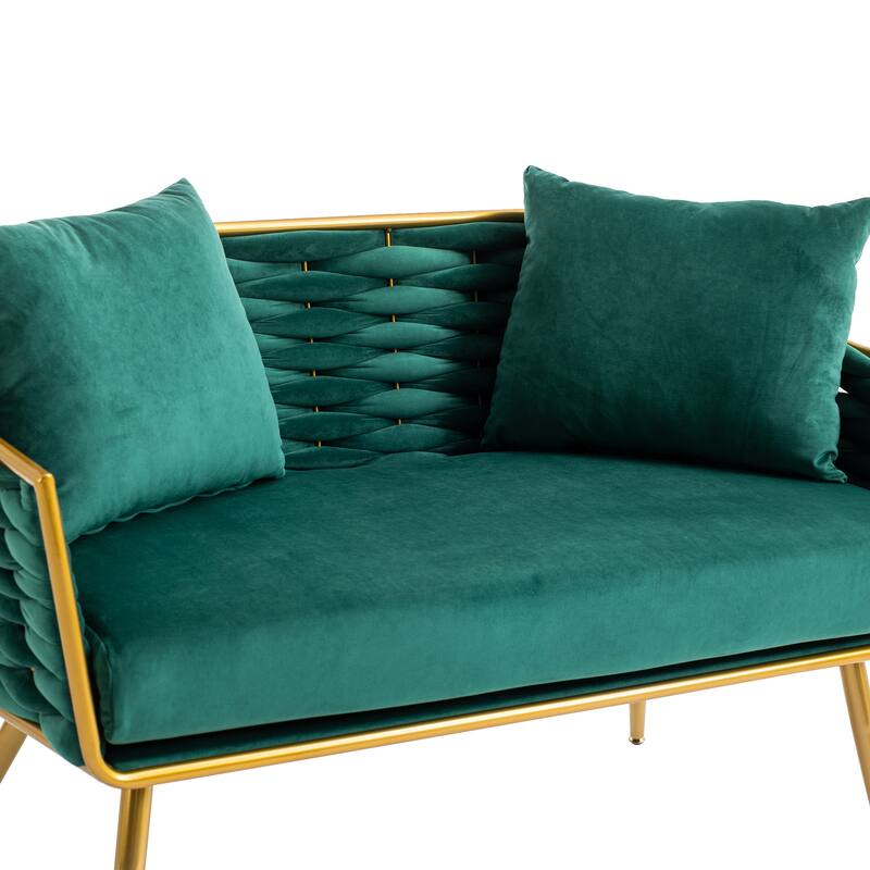 luxhomez Velvet Accent Chair Armsofa Tufted Sofa with Metal Frame for Living Room Bedroom Office Balcony Beige