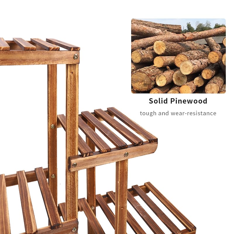 Large Ladder Multi Plant Stand Wooden Garden Planter Shelf