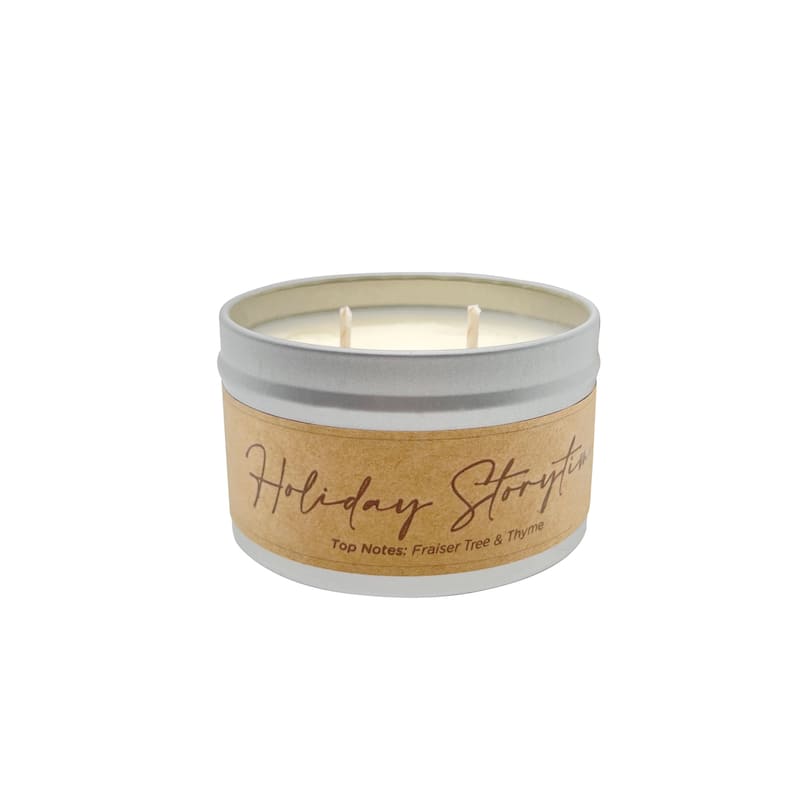 Cozyville Fragrances All Natural Soy Candles in Silver Tin/ Glass Jar - Holiday-Storytime-5.7oz