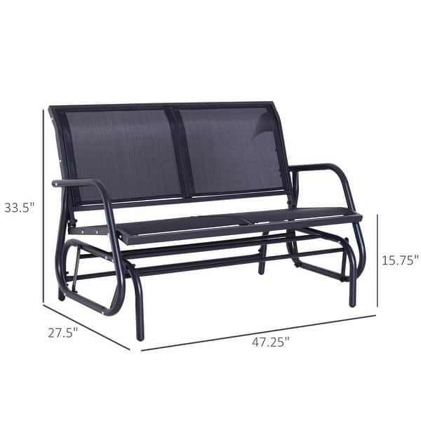 Outsunny 2-person Black Outdoor Double Rocker Glider Bench