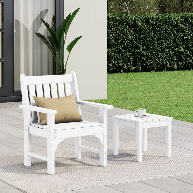 Polytrends Laguna Outdoor Patio Garden Arm Chair Set with Side Table
