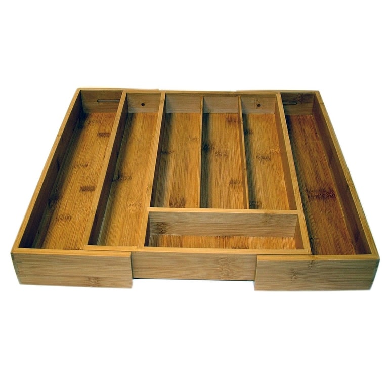 Le Chef Expandable Bamboo Utensil Organization Tray - Brown