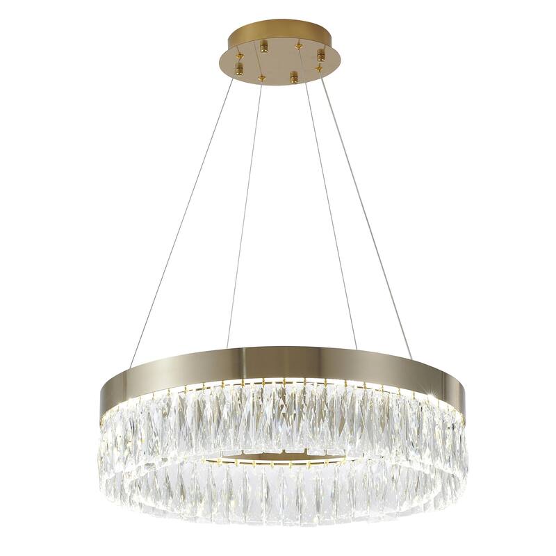 Gold LED Chandelier With Clear Crystal Accents