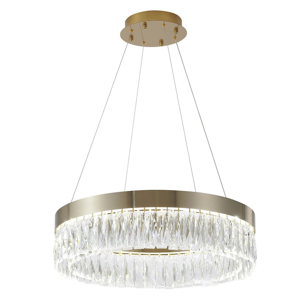Gold LED Chandelier With Clear Crystal Accents