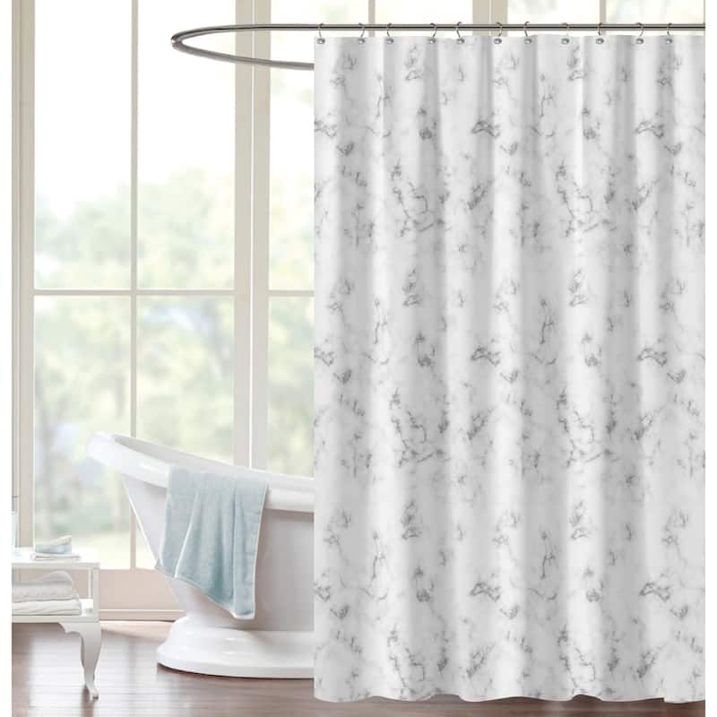 Novelty Peva 13-piece Shower Curtain with Hooks No liner needed - Marble