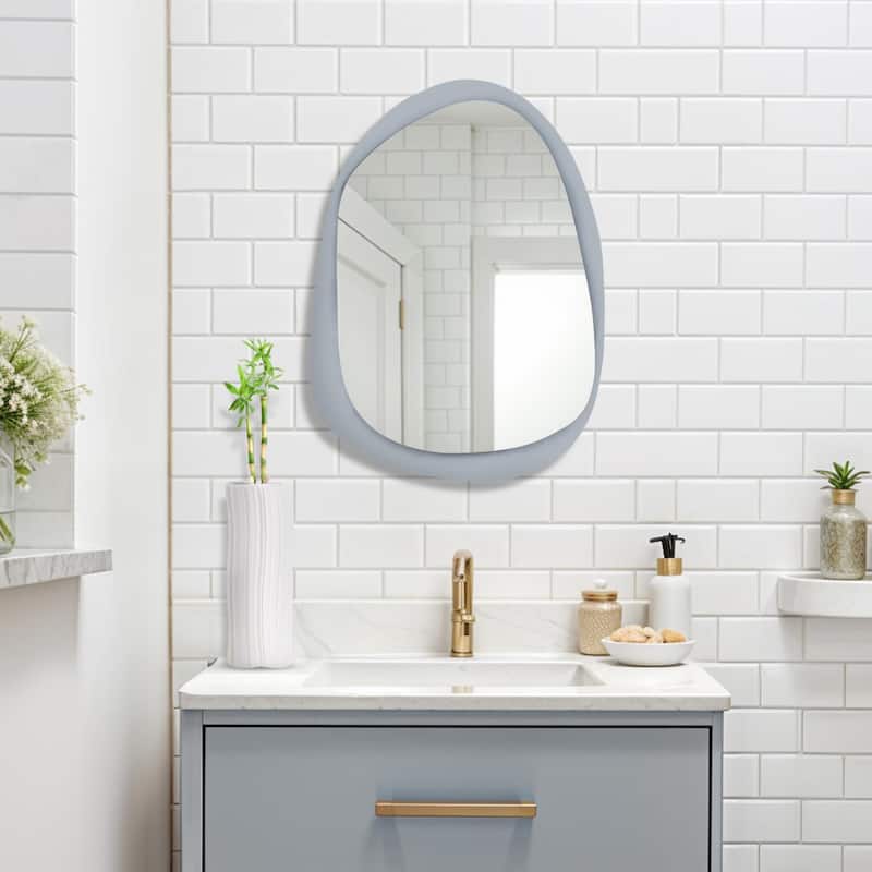 Ahrends Asymmetrical Mirror with Gray Glass Framing - 30H X 22W X 5/8 D
