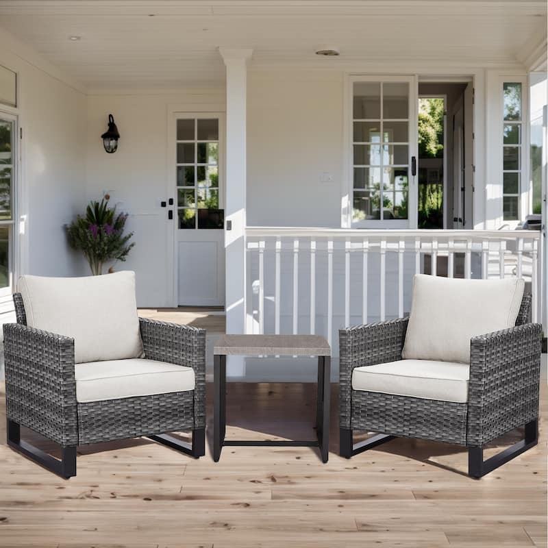 All-Weather Rattan Patio Club Chair Furniture Sets - Grey - Beige - Grey