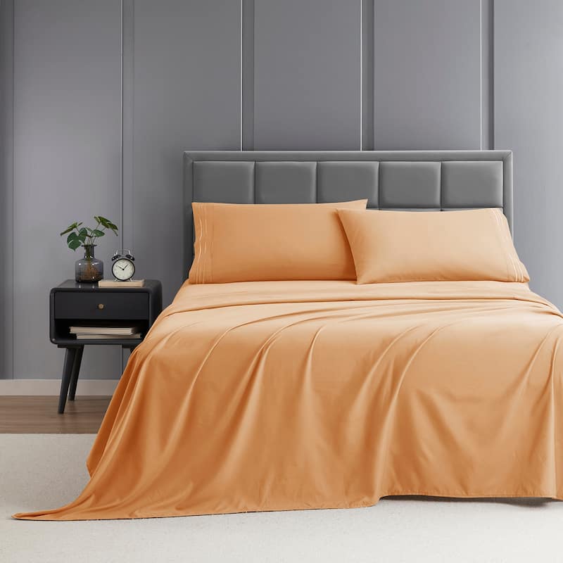 Clara Clark Premium 1800 Series Ultra-soft Deep Pocket Bed Sheet Set - California King - Appricot Buff Orange