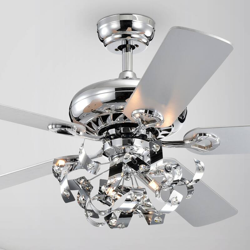 Chrome 52-Inch 5-Blade Lighted Ceiling Fan with Remote