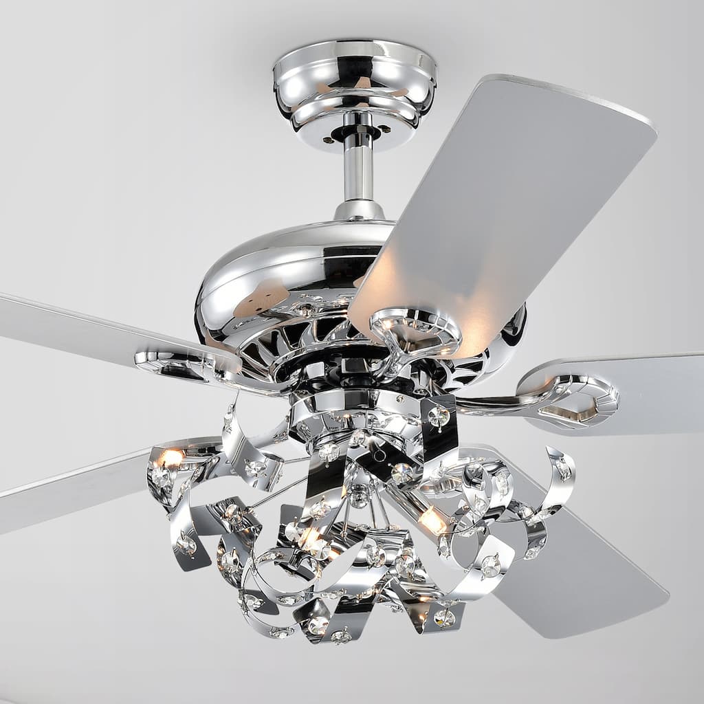 Chrome 52-Inch 5-Blade Lighted Ceiling Fan with Remote