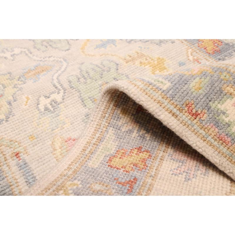 ECARPETGALLERY Hand-knotted Modern Oushak Light Grey Wool Rug - 2'7 x 8'1