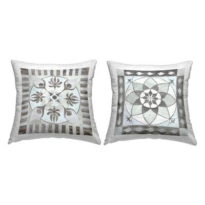 Stupell Neutral Blue Centralized Pattern Printed Outdoor Throw Pillow Design by Charity Henderson (Set of 2)