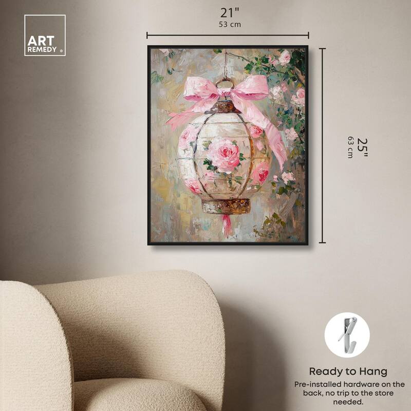Rose Garden Lantern Canvas by Art Remedy