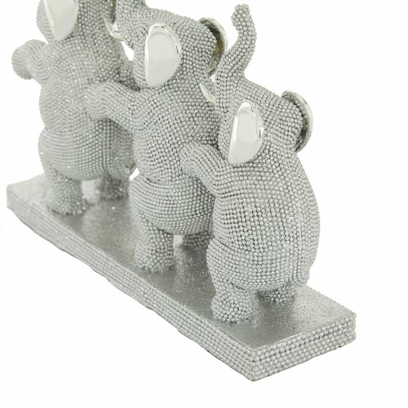 Polystone Elephant Decorative Sculpture - Silver - Roche River Decor
