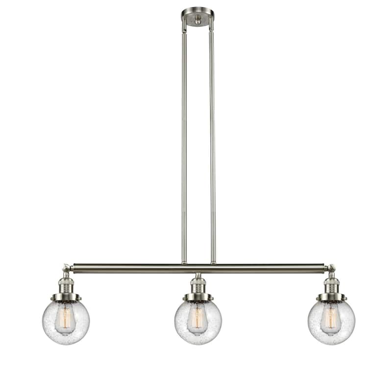 Innovations Lighting Beacon 3 Light 39" Wide Linear Chandelier - Brushed Satin Nickel / Seedy