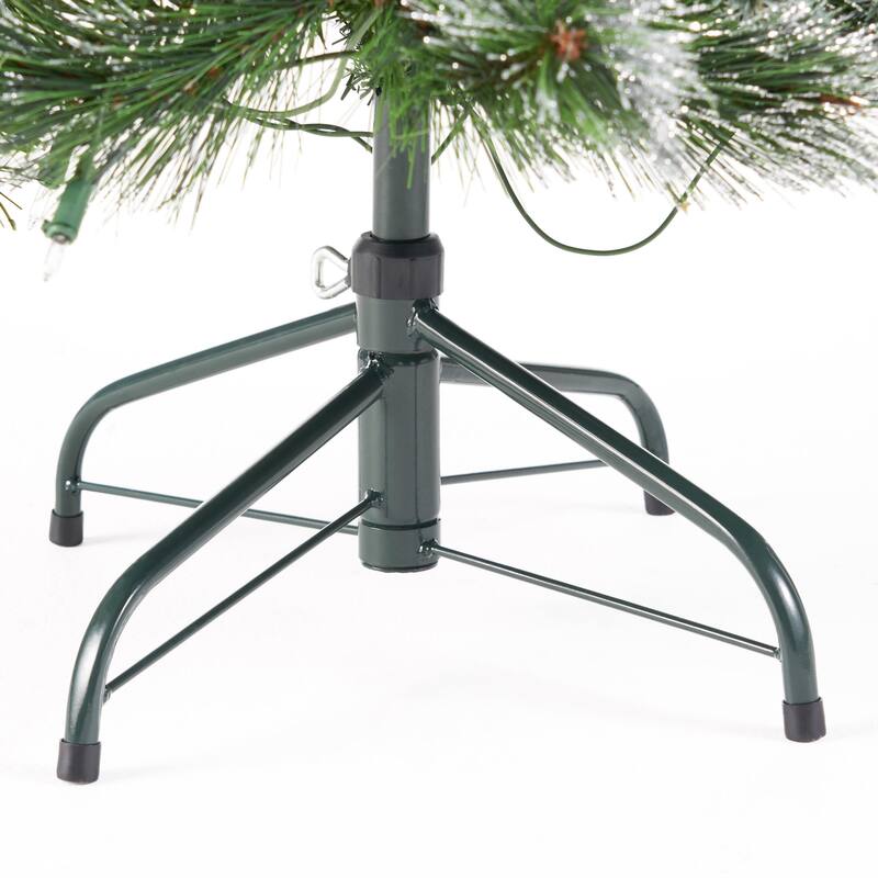 4.5ft Pre-Lit Artificial Christmas Tree with Red Berries, Pine Cones, and 200 Clear Lights