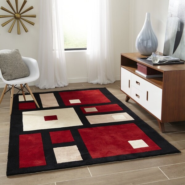 Momeni New Wave Black Hand-Tufted and Hand-Carved Wool Rug